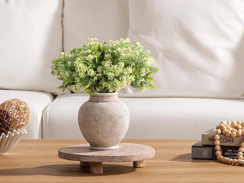 ooit Ceramic Rustic Vase, 6 Inch Small Flower Farmhouse Vase Decorative Vase Short Pottery Vases for Home Decor Table Living Room Entryway Mantel Bookshelf Bedroom Bathroom Kitchen - Rustic White - Image 3